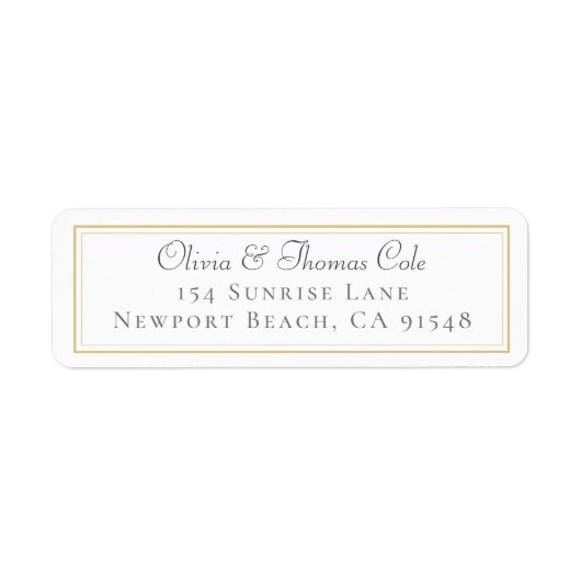 Classic Elegant Gold Frame Wedding Rücksendeadress (Vorne)