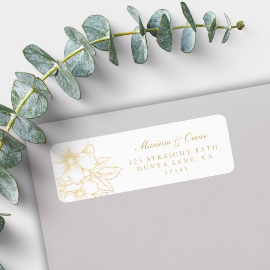 Classic Elegant Gold Gilded Floral Rücksendeadress