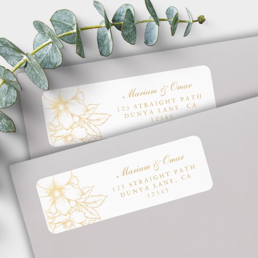 Classic Elegant Gold Gilded Floral Rücksendeadress