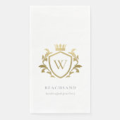Classic Elegant Gold Monogram Floral Crown Wappen Serviette (Vorderseite)