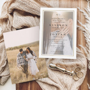Classic Elegant Gold Photo Wedding Einladung