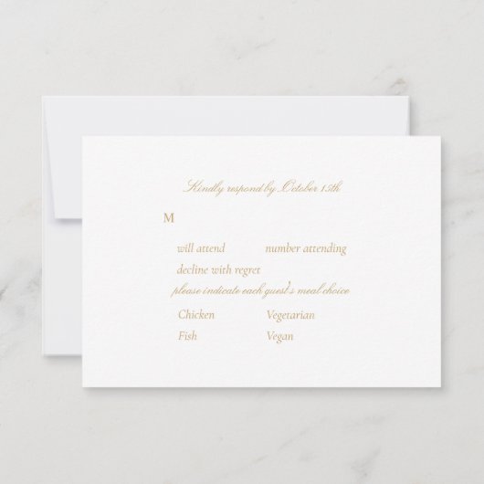 Classic Elegant Gold Script RSVP Karte (Rückseite)