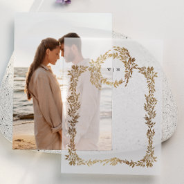 Classic Elegant Gold Wappen Wreath Wedding Overlay Pergament Einladungen