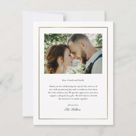 Classic Elegant Gold Wedding Foto Dankeskarte (Rückseite)
