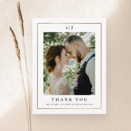 Classic Elegant Gold Wedding Foto Dankeskarte