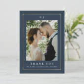 Classic Elegant Gold Wedding Foto Dankeskarte (Stehend Vorderseite)