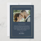 Classic Elegant Gold Wedding Foto Dankeskarte (Rückseite)