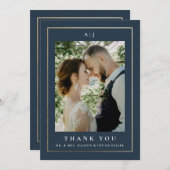 Classic Elegant Gold Wedding Foto Dankeskarte (Vorne/Hinten)