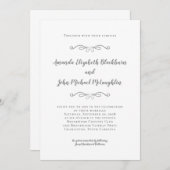 Classic Elegant Gray White Timeless Formal Wedding Einladung (Vorne/Hinten)