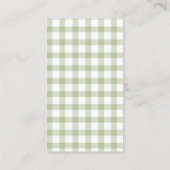 Classic Elegant Green Gingham Baby Shower Registry Begleitkarte (Rückseite)