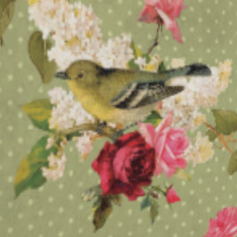 Classic Elegant Green Polka Dot Bird auf Florals Tapete