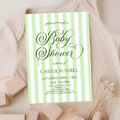 Classic Elegant Green Stripes Baby Shower Einladung