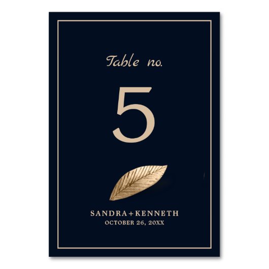 Classic & Elegant I Dark Blue I Wedding Tischnummer (Vorderseite)