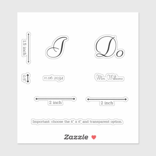 Classic Elegant I do Bride Wedding Shoes Custom Aufkleber (Blatt)