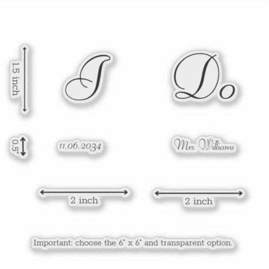 Classic Elegant I do Bride Wedding Shoes Custom Aufkleber (Vorderseite)