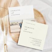 Classic Elegant Ivory Foto Square Wedding Einladung