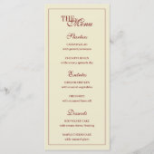 Classic Elegant Ivory Script Monogram Wedding Menükarte (Vorderseite)