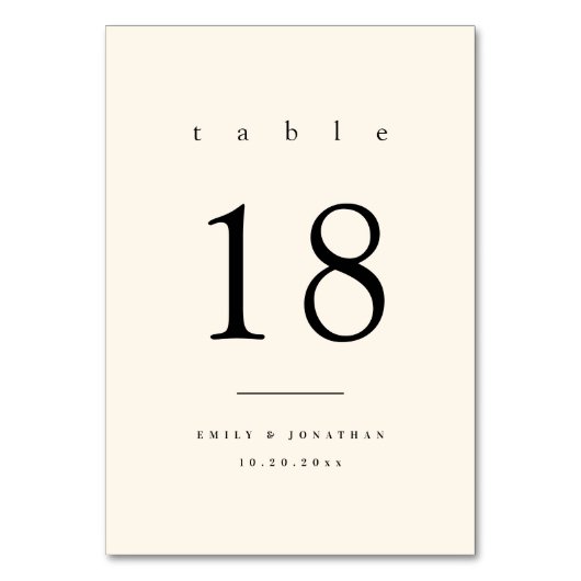 Classic Elegant Ivory Wedding Tischnummer (Vorderseite)
