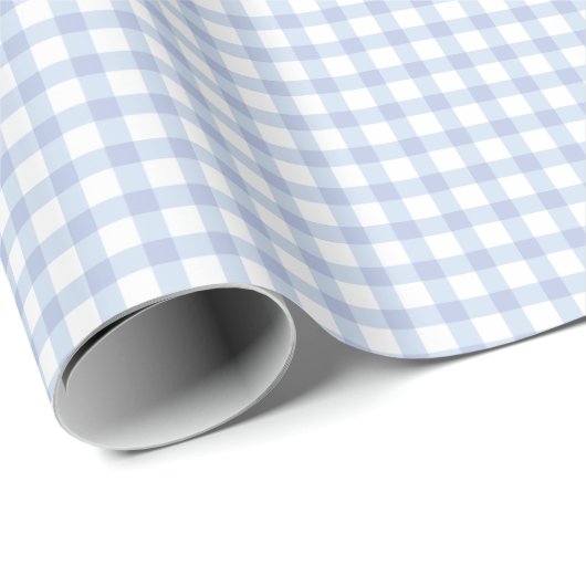 Classic Elegant Light Pastel Blue Gingham Geschenkpapier (Rolleneckpunkt)