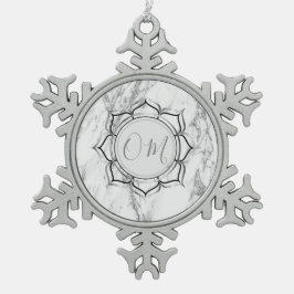 Classic Elegant Marble OM Schneeflocken Zinn-Ornament