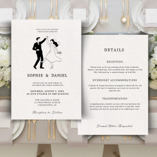 Classic Elegant Minimalist Hand Drawn Line Details Einladung