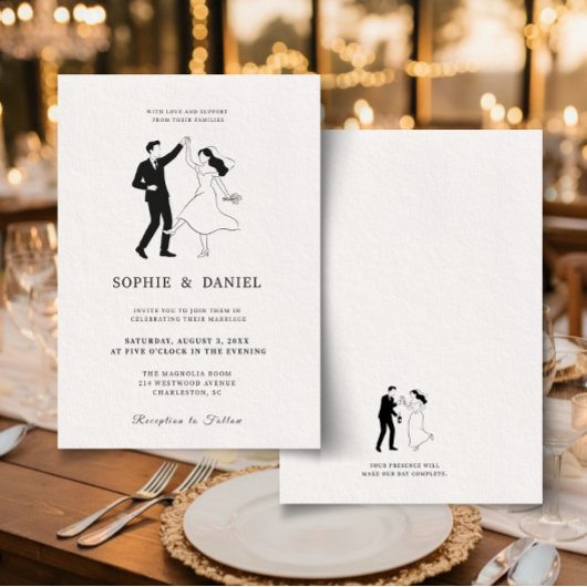 Classic Elegant Minimalist Hand Drawn Line Einladung