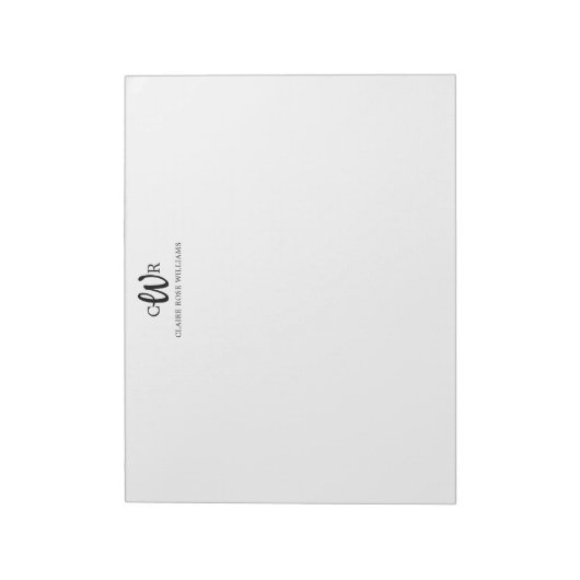 Classic Elegant Modern 3 Monogram, Initial Script Notizblock (Rotiert)