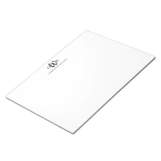 Classic Elegant Modern 3 Monogram, Initial Script Notizblock (angewinkelt)