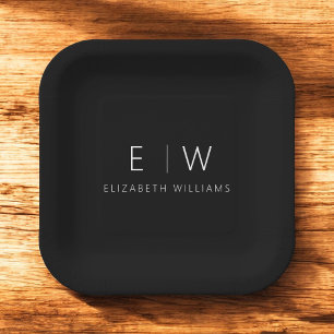 Classic Elegant Modernes, Minimalistisches Schwarz Pappteller