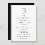 Classic Elegant Monogram Black Wappen Save the Dat Save The Date (Vorne/Hinten)