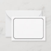 Classic Elegant Monogram Black White Two Border Mitteilungskarte (Rückseite)