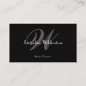 Classic Elegant Monogram & Name Classy Black Visitenkarte (Vorderseite)