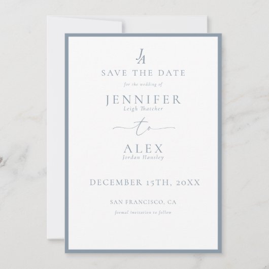 Classic Elegant Monogram Save the Date Einladung (Vorderseite)