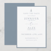 Classic Elegant Monogram Save the Date Einladung (Vorne/Hinten)