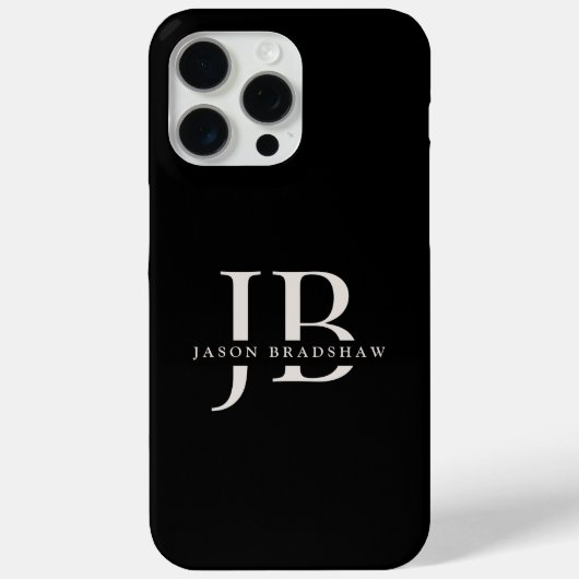Classic Elegant Monogram und Name Black Case-Mate iPhone Hülle (Rückseite)