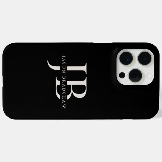 Classic Elegant Monogram und Name Black Case-Mate iPhone Hülle (Rückseite (Horizontal))