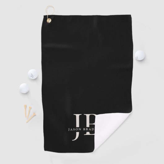 Classic Elegant Monogram und Name Black Golfhandtuch (Insitu)