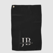 Classic Elegant Monogram und Name Black Golfhandtuch (Vorderseite)