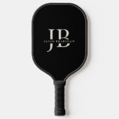 Classic Elegant Monogram und Name Black Pickleball Schläger (Vorderseite)