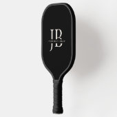 Classic Elegant Monogram und Name Black Pickleball Schläger (Links)