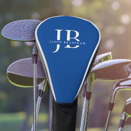 Classic Elegant Monogram und Name Blue Golf Headcover