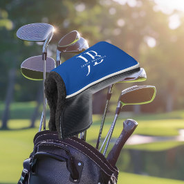 Classic Elegant Monogram und Name Blue Golf Headcover