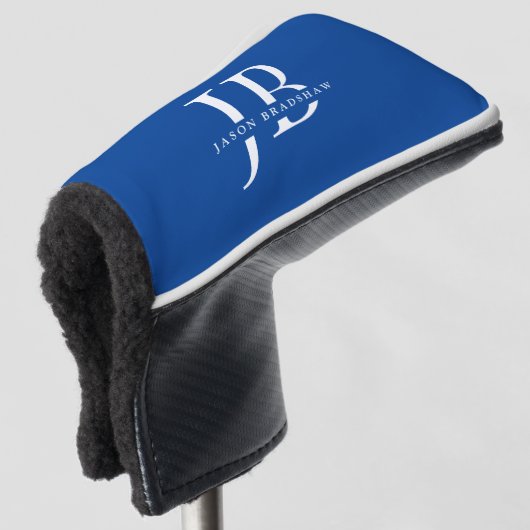 Classic Elegant Monogram und Name Blue Golf Headcover (3/4 Vorderseite)