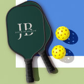 Classic Elegant Monogram und Name Dunkelgrün Pickleball Schläger
