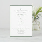 Classic Elegant Monogram Wedding Einladung (Stehend Vorderseite)