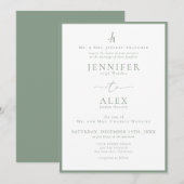Classic Elegant Monogram Wedding Einladung (Vorne/Hinten)