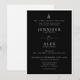 Classic Elegant Monogram Wedding Einladung