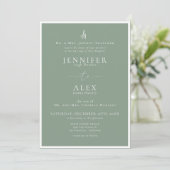 Classic Elegant Monogram Wedding Einladung (Stehend Vorderseite)