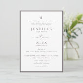 Classic Elegant Monogram Wedding Einladung (Stehend Vorderseite)