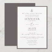 Classic Elegant Monogram Wedding Einladung (Vorne/Hinten)